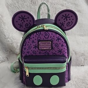 Disney Purple and Green Minnie Mouse Backpack with Ears